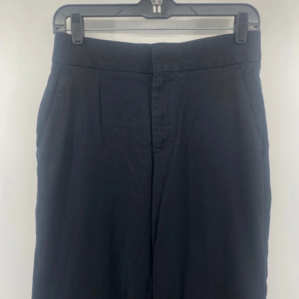 Banana Republic Wide Leg‎ Pants Womens 4 Black High Rise Twill Trouser